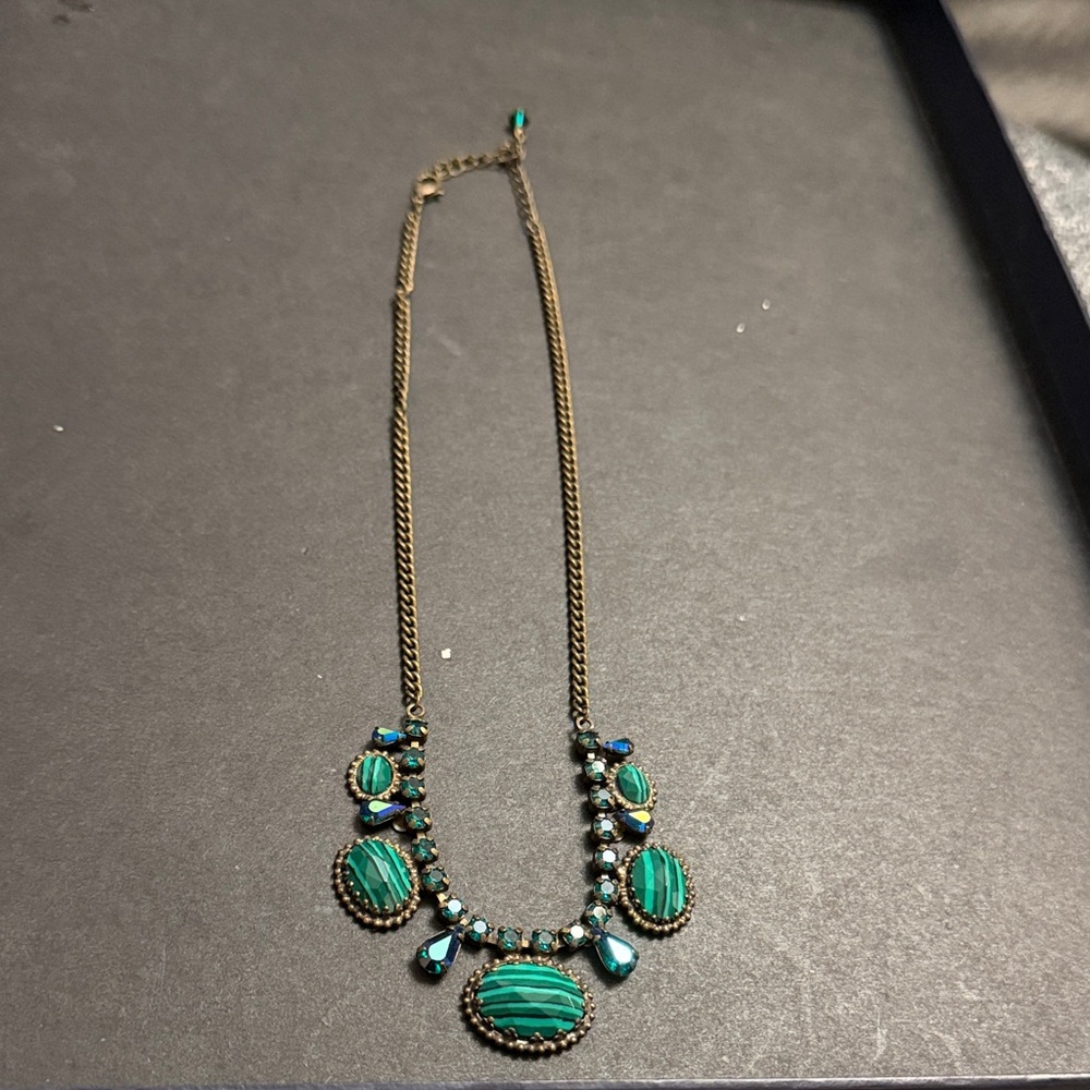Sorrelli Gold Necklace with Green and Blue Gems - Picture 2 of 2